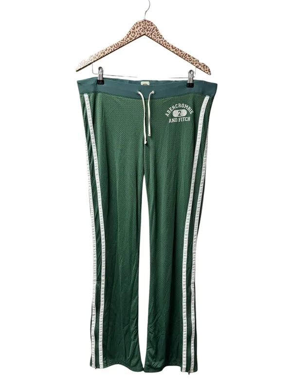Abercrombie & Fitch A&F Vintage 2000s 90s Y2K Nylon Track Pants Green Medium - Image 2