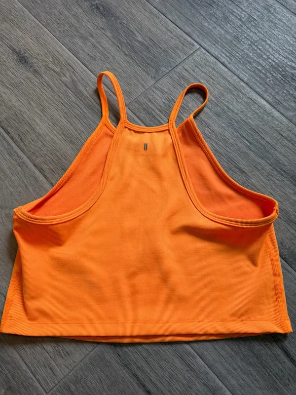 NOBULL Ribbed Halter Cropped Tank Top Orange Gym Athleisure Women's Size Large - Image 2