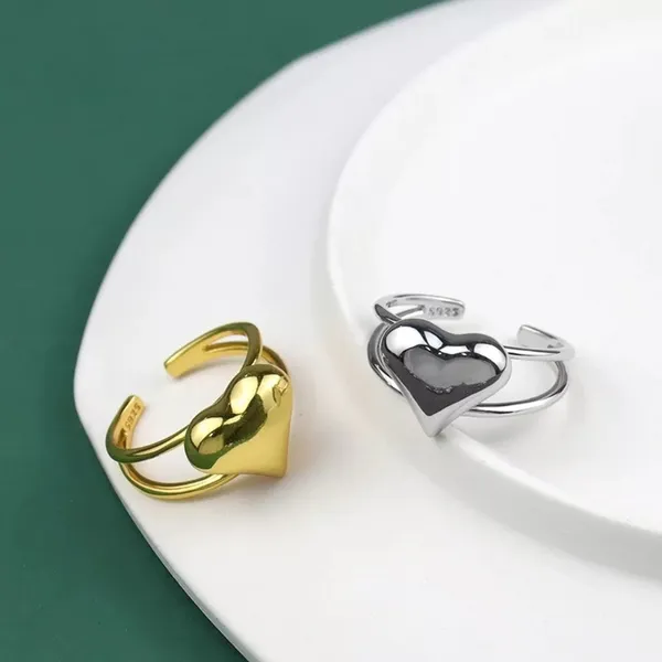 NEW 18k Gold Plated Polished Adjustable Heart Ring - Image 5