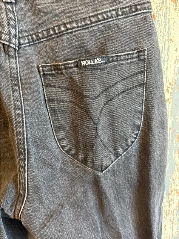 Rolla's High-Rise straight-leg women's jeans washed black distressed, size 27 - Image 5