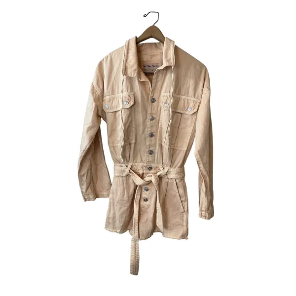 Free People We The Free Marci Coverall Romper Peach XS New‎ With Tags Utility - Image 2