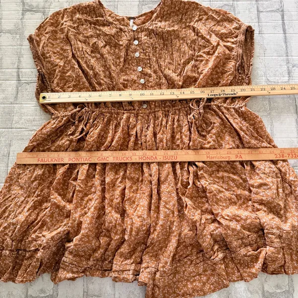 Free People One Fine Day Floral Print Mini Dress Milk Chocolate Combo Sz XS - Image 7