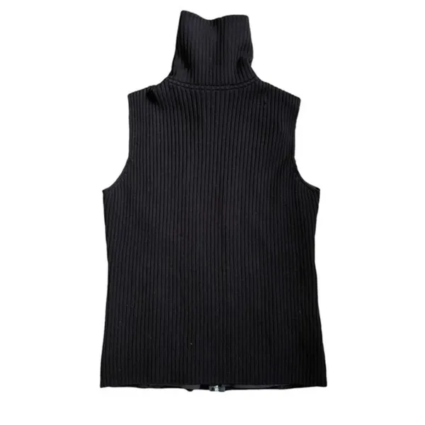 Saks Fifth Avenue Vtg Real Clothes Brown Suede Leather Merino Wool Sweater Vest - Image 8