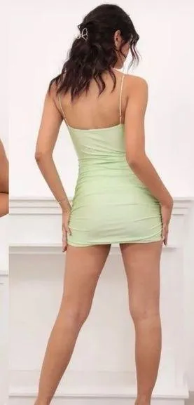 Lucy In The Sky Green Sparkly Mini Dress - Image 2