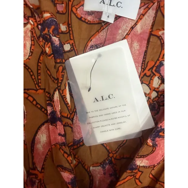 A.L.C.‎ Lucia Floral Smocked Midi Dress Size 6 NWT Burnt Orange - Image 9