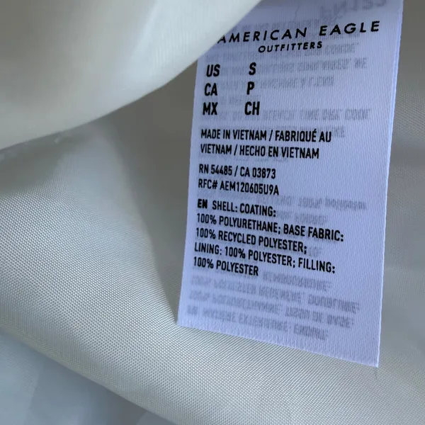 American Eagle Cream Hooded Puffer Vest Small Off White Quilted Snap Front 09/22 - Image 4