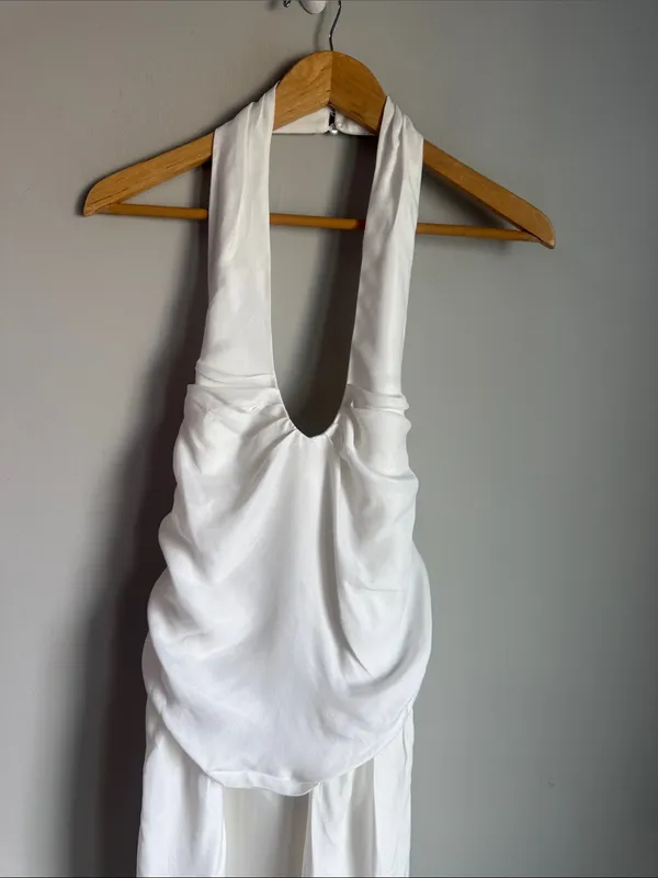NEW Meshki Daniela Ruched Halter Midi Dress - White XXL - Image 6