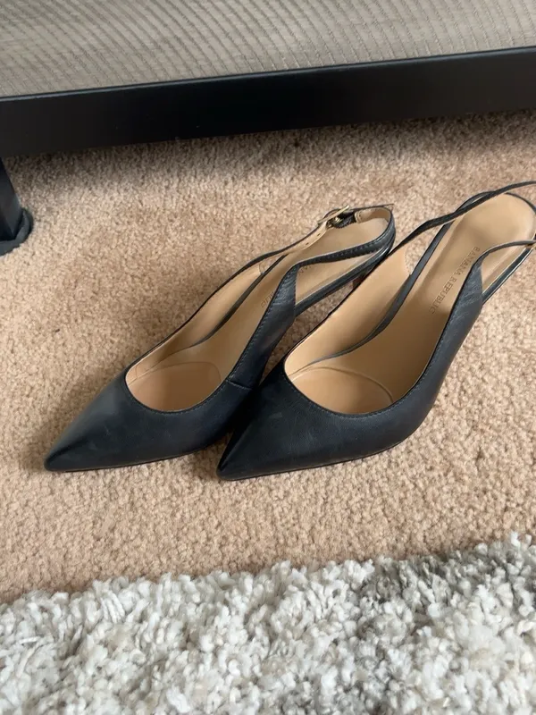 Banana Republic Black Leather Pointed Toe Slingback Heels 7 - Image 2