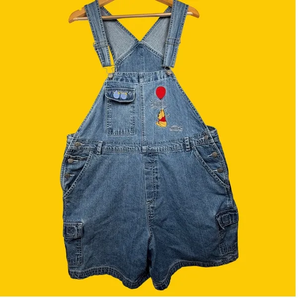 Vintage Winnie the Pooh Denim Shortalls Womens‎ 18W 20W Embroidered Overalls - Image 2
