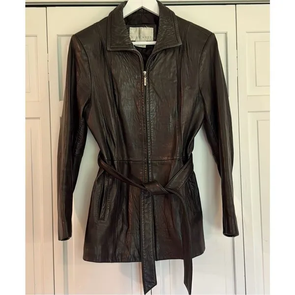 Nine West Vintage 100% genuine leather zip front jacket M - Image 13