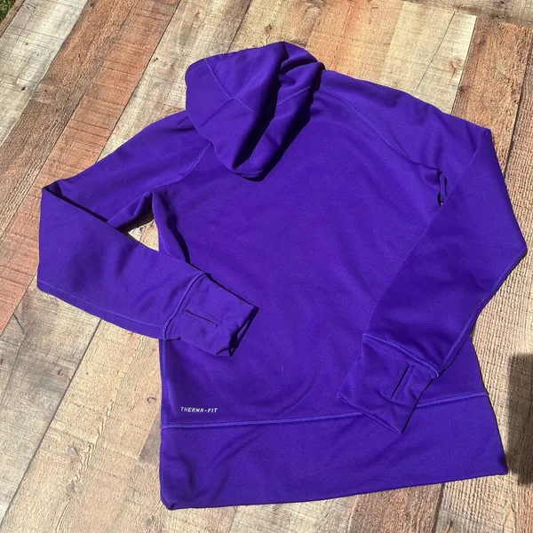 Nike Therma-Fit Womens Purple Drawstring Fingerholes Funnel Hoodie Sz S Athletic - Image 4