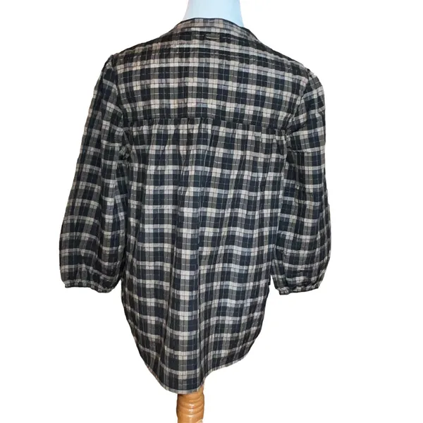 Barbour Lorelie Praline Gingham Plaid‎ Popover Peasant Shirt Womens Size 6 New - Image 3