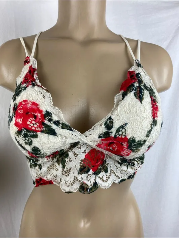 Rue 21 True Ivory Floral Print Padded Bralette Bra Top L - Image 2