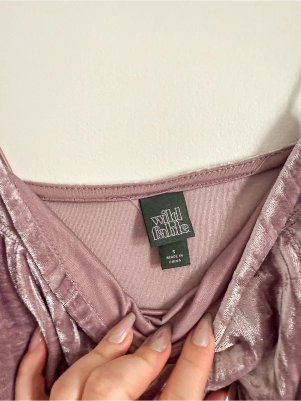 Wild Fable Pink Crushed Velvet Slip Dress Spaghetti Strap Size Small - Image 3