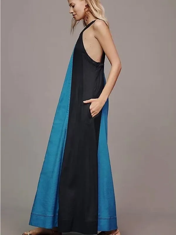 Anthropologie Blue and navy Panel Maxi Dress - Image 3