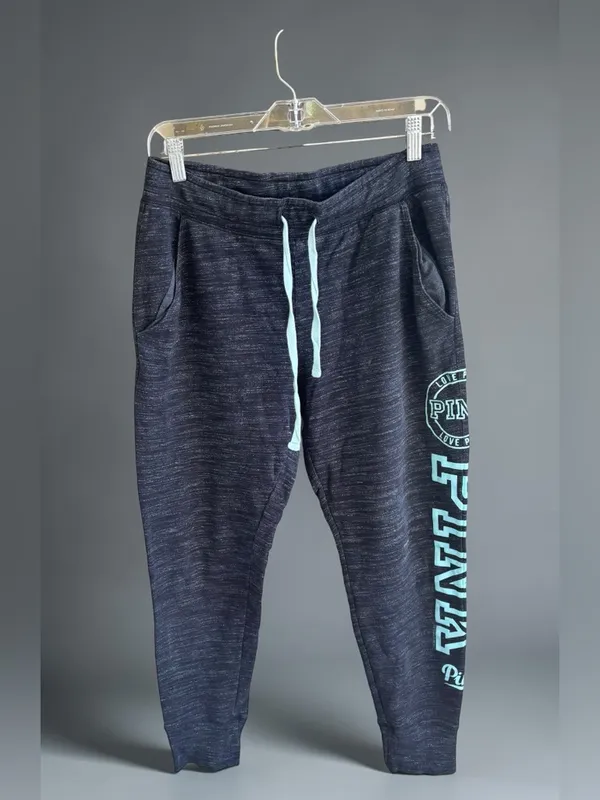 Victoria's Secret PINK black multi-logo skinny jogger sweatpants. - Image 2