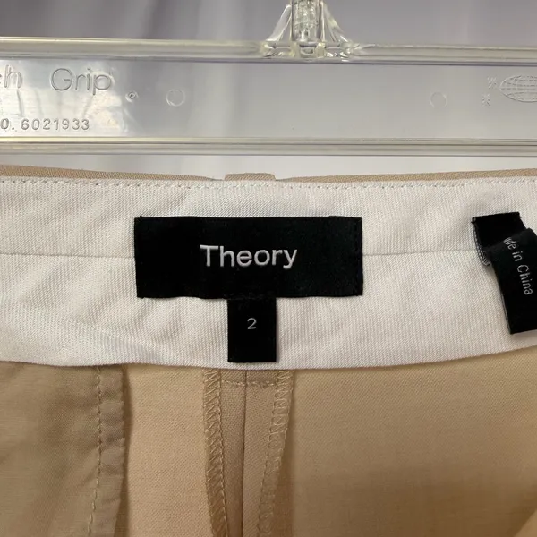 Theory Wool‎ Stretch Pleated Trouser Pants in Light Brown Size 2 - Image 4