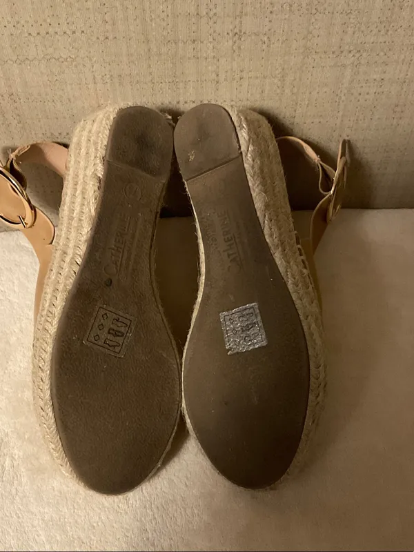 Catherine Malandrino Tan Leather Espadrille Platform Slingback Sandals - Image 7