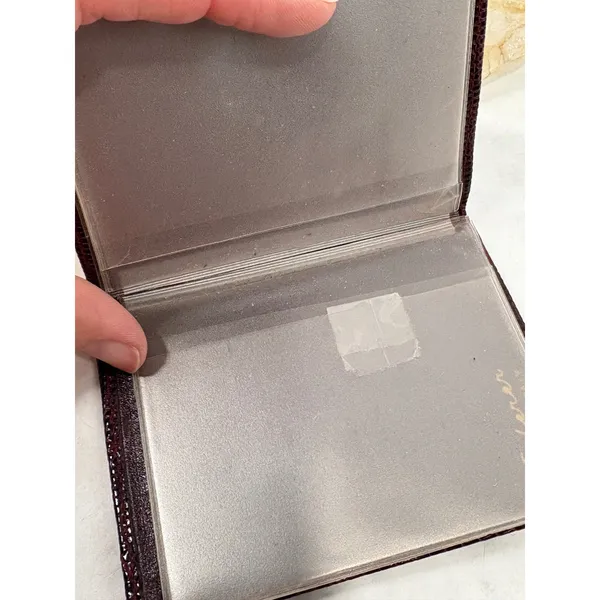 Lederer Italy Vintage Burgundy Lizard Embossed Leather Photo Card Holder‎ Wallet - Image 7