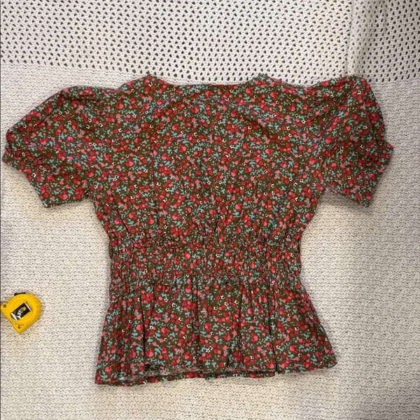 FREE PEOPLE WOMENS M Floral Puff Sleeve Top - Image 5