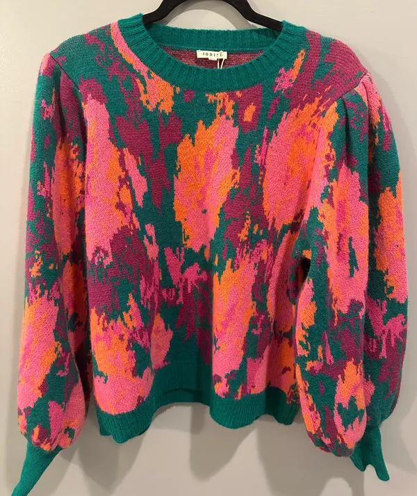JODIFL Abstract Balloon Sleeve Sweater - Image 2