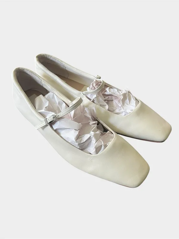 Dolce Vita Reyes Ivory Leather Mary Jane Ballet Flats Women’s Size 12 - Image 2