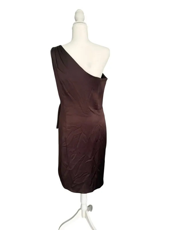 ESCADA Brown Silk Blend One Shoulder Cocktail Dress Size 38 / US 8 - Image 2