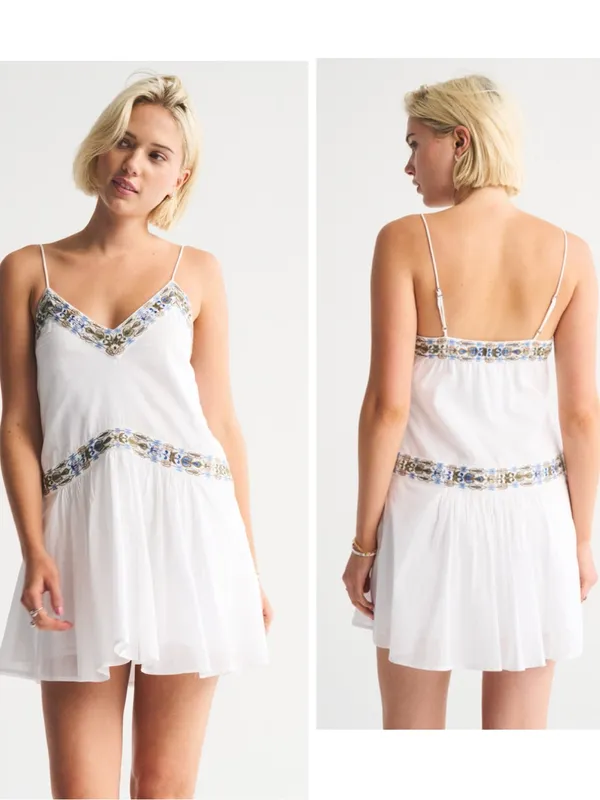 Abercrombie & Fitch V-Neck Flowy Mini Skort Dress Size Small Tall Boho Vacation - Image 2