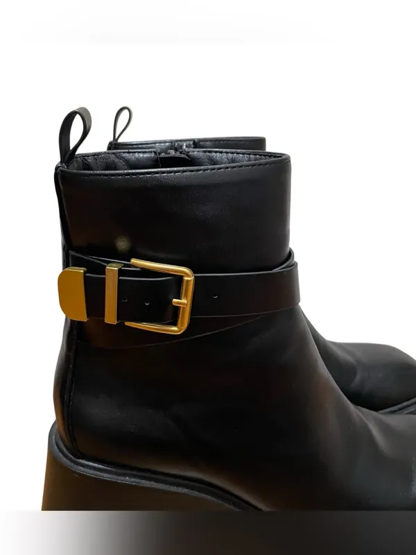 Chinese Laundry Adriel Black Gold Buckle Platform Ankle Boots Women Size 7.5 - Image 3