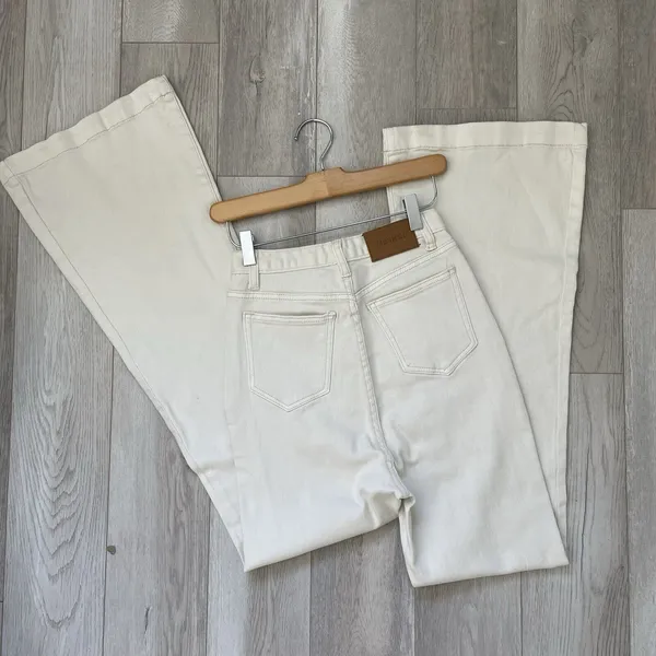 Meshki Flare High Waist Bootcut Denim Jeans White (size 8) minimalist casual - Image 6