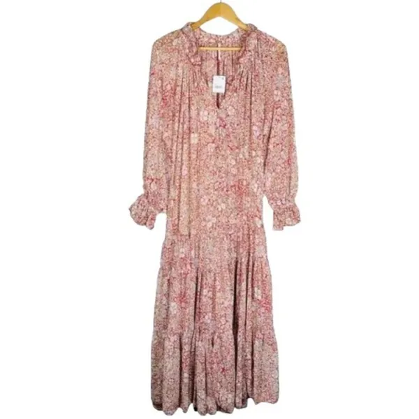 Free People Feeling Groovy Red Floral Boho Long Sleeve Maxi Dress NWT - Image 3