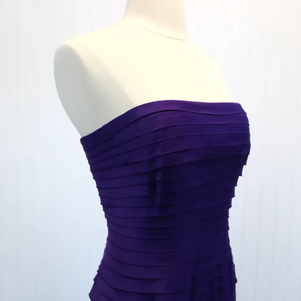Adrianna Papell Womens 6 Cocktail Dress‎ Layered Ruffle Purple Strapless Prom - Image 6