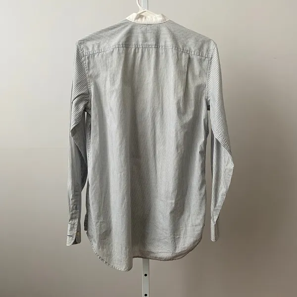 Lauren Ralph‎ Lauren Preppy S Blue Striped Button Tuxedo Bib Grandmillennial - Image 5
