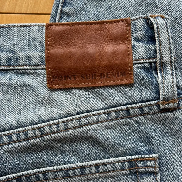 J Crew point sur distressed button fly light wash denim straight leg jeans - Image 4