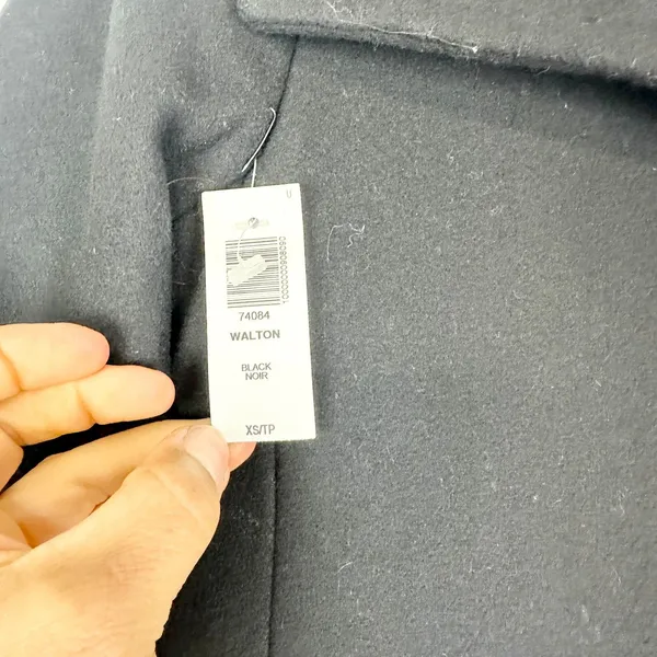 Aritzia Babaton Walton Wool Coat Size XS NWT Black Long Minimalist Classic - Image 5