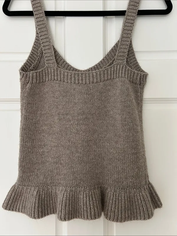 Taupe Ruffle-Hem Knit Tank Top - Image 3