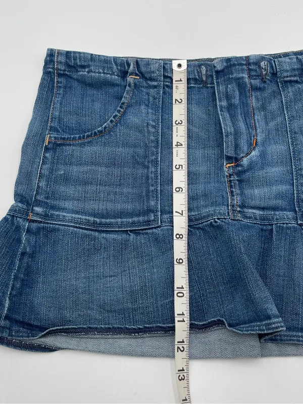 Y2K Citizens Of Humanity Ruffle Hem Mini Denim Jean Skirt Sz 26 USA *READ* - Image 8