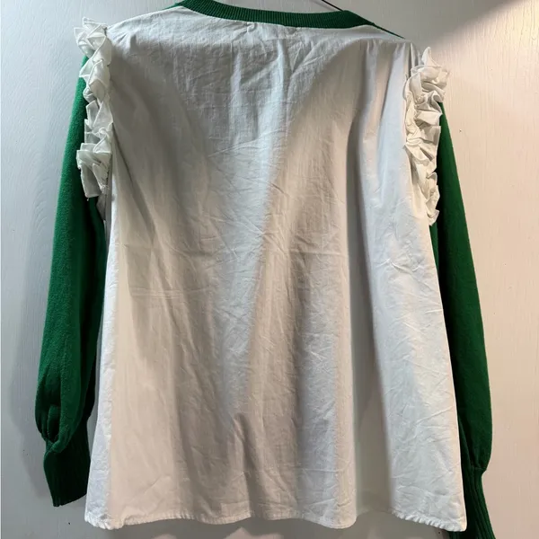 Strut & Bolt Green Sweater with Ruffle Accents - Image 2