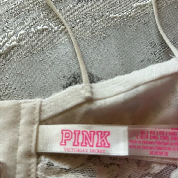 PINK Victoria's Secret Floral Lace Bralette in Cream - Image 6