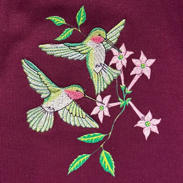 Vintage Cardigan Embroidered Hummingbird Floral Novelty Cottagecore Grandma M - Image 7