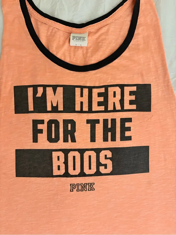 Victoria’s Secret Halloween I'M HERE FOR THE BOOS” orange & black graphic tank M - Image 2