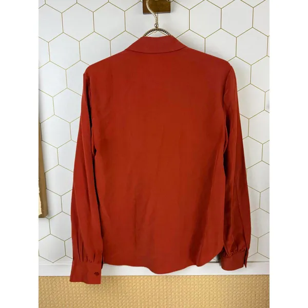 Babaton from Aritzia Relaxed Fit Rust Orange Silk Blend Blouse - Size - XS - Image 2