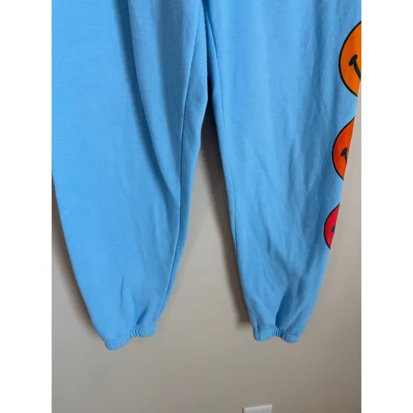 Aviator Nation Jogger Sweatpants Blue Smiley Face Women's XS Happy - Image 3