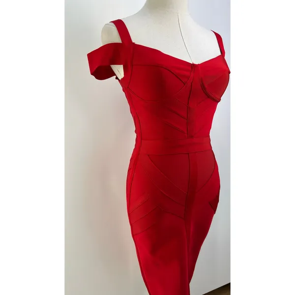 House of CB Cherub Bandage Dress Red - Image 4