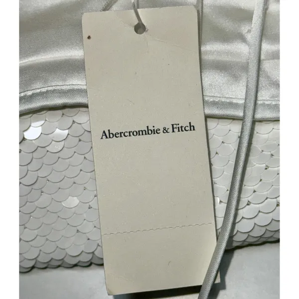 NWT Abercrombie & Fitch White Sequin Spaghetti Strap Mini Dress Womens Size XXS - Image 6