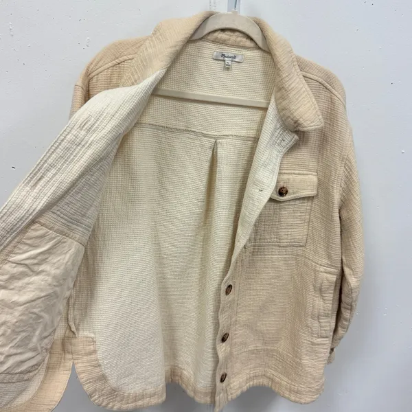 Madewell Waffleback Branner Shirt Jacket Shacket NC802 Faded Seagrass XL Neutral - Image 4