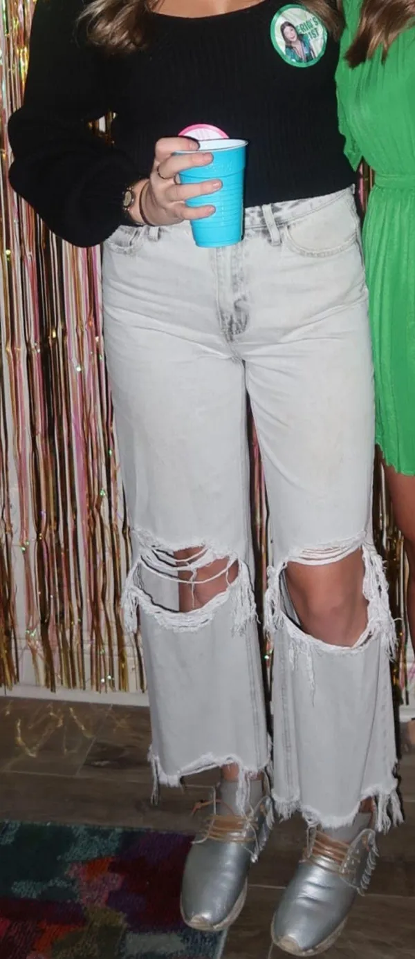 Trina Destroyed Jeans Gray Size 6 - Image 2