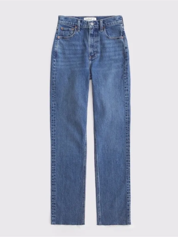Abercrombie & Fitch Curve Love 90s Straight Ultra High Rise Jeans 32/14S SHORT - Image 3