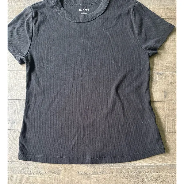 Old Navy‎ Women's Black Ribbed Short Sleeve Tee Size Medium - Image 5