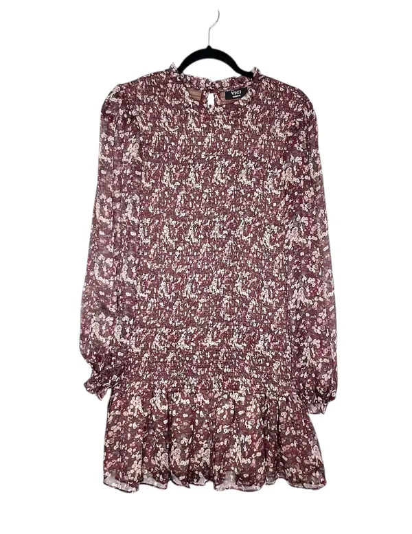 VICI Smocked Floral Chiffon Dress Multicolor Size Medium - Image 4